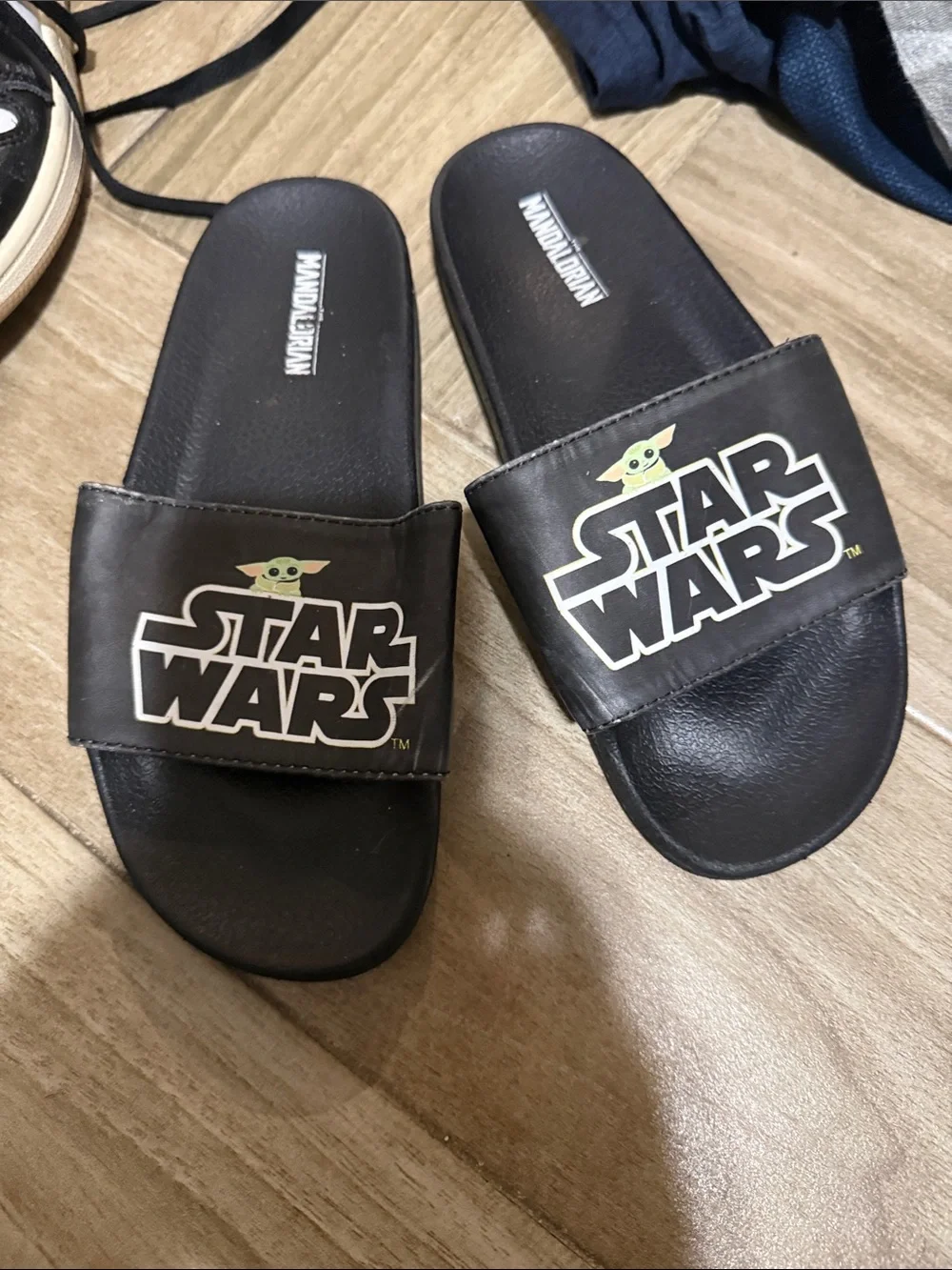 Star Wars Kids Black Slide Sandals with Grogu Graphic